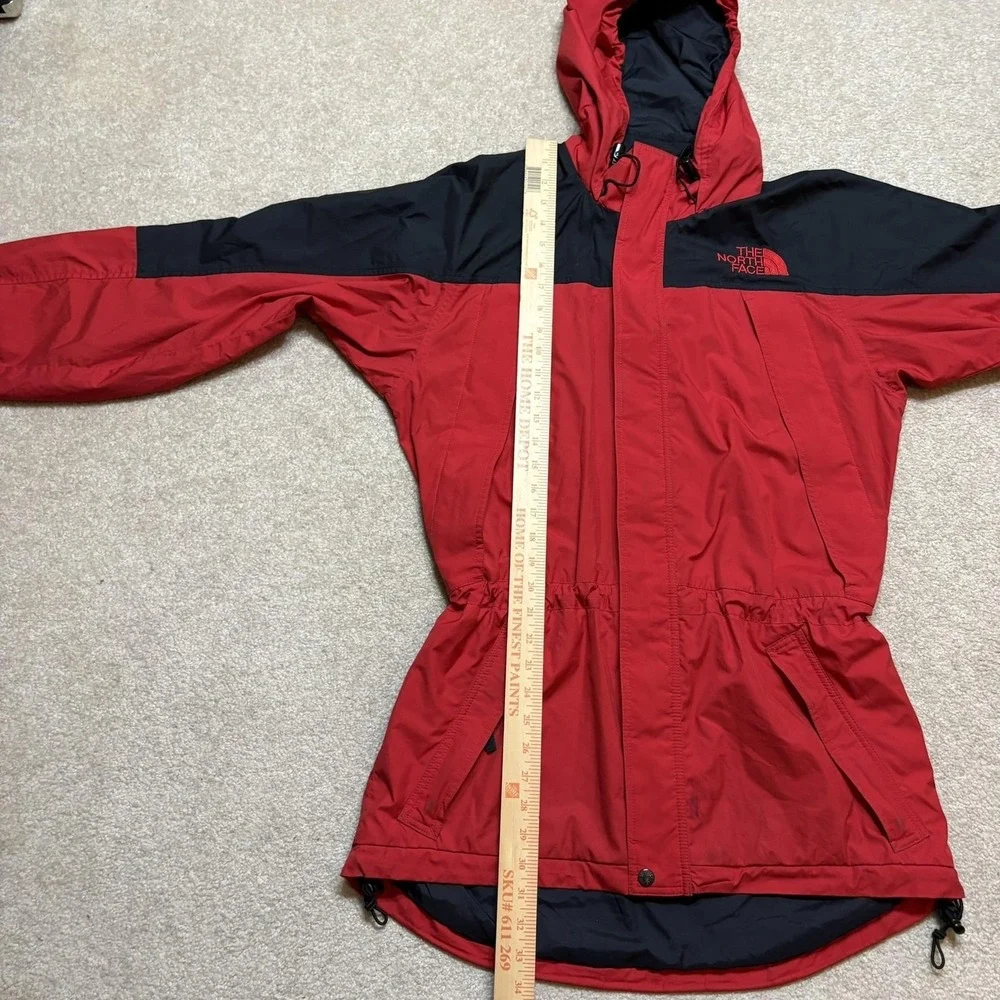 Vtg 90s The North Face Jacket Medium Red Black Hooded Ski Snow Parka Nylon Shell